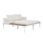 2 in 1 Modern Outdoor Metal Daybed with Wood Topped and Side Spaces