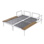 2 in 1 Modern Outdoor Metal Daybed with Wood Topped and Side Spaces