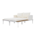 2 in 1 Modern Outdoor Metal Daybed with Wood Topped and Side Spaces