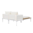 2 in 1 Modern Outdoor Metal Daybed with Wood Topped and Side Spaces