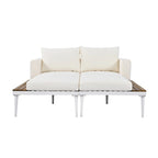 2 in 1 Modern Outdoor Metal Daybed with Wood Topped and Side Spaces