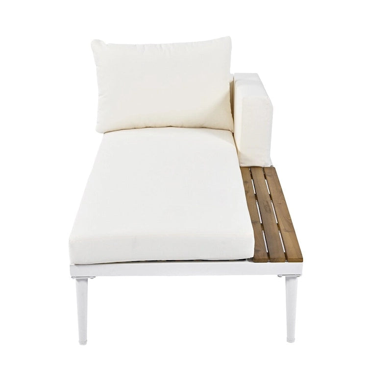 2 in 1 Modern Outdoor Metal Daybed with Wood Topped and Side Spaces
