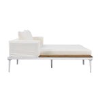2 in 1 Modern Outdoor Metal Daybed with Wood Topped and Side Spaces