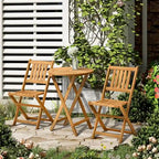 3-Piece Acacia Wood Bistro Set with 2 Folding Chairs and Coffee Table