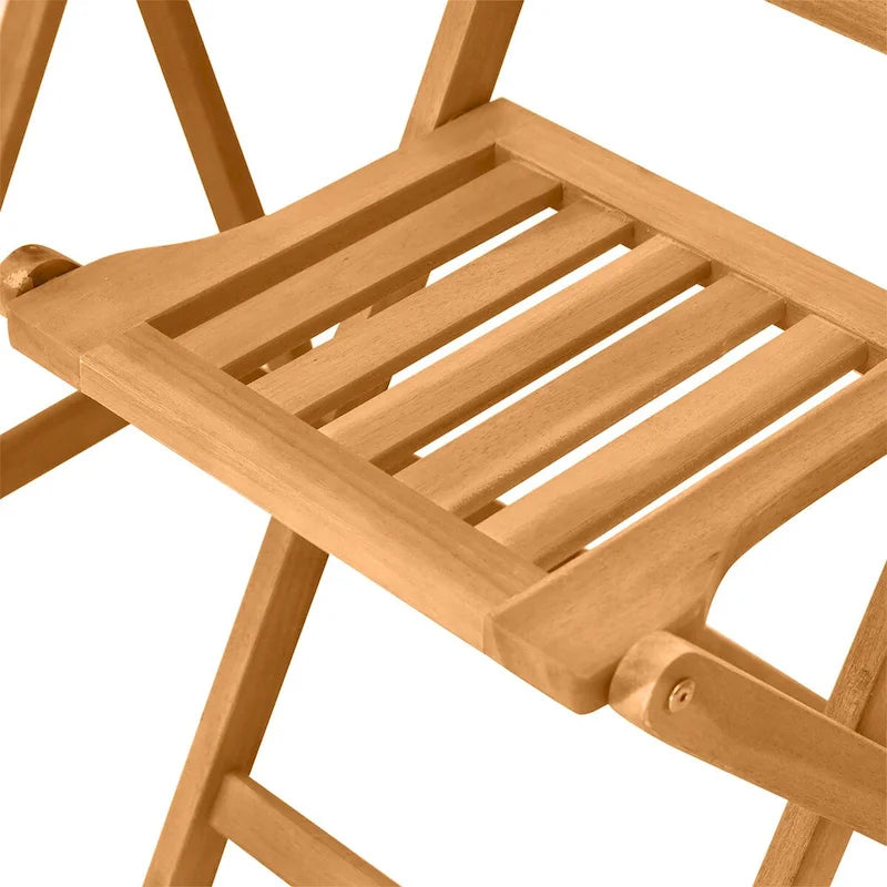 3-Piece Acacia Wood Bistro Set with 2 Folding Chairs and Coffee Table