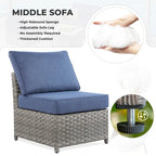 HOOOWOOO 13-piece Grey Wicker Patio Furniture Outdoor Sectional Set with Fire Pit