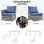 HOOOWOOO 13-piece Grey Wicker Patio Furniture Outdoor Sectional Set with Fire Pit