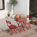 3 Piece Patio Bistro Set of Foldable Square Table and Chairs - 28.35 H x 21.65 W x 21.65 L
