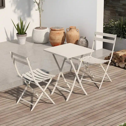 3 Piece Patio Bistro Set of Foldable Square Table and Chairs - 28.35 H x 21.65 W x 21.65 L