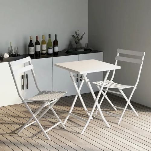 3 Piece Patio Bistro Set of Foldable Square Table and Chairs - 28.35 H x 21.65 W x 21.65 L
