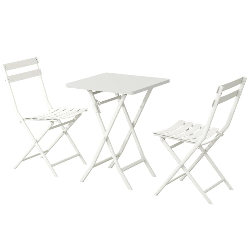 3 Piece Patio Bistro Set of Foldable Square Table and Chairs - 28.35 H x 21.65 W x 21.65 L
