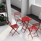 3 Piece Patio Bistro Set of Foldable Square Table and Chairs - 28.35 H x 21.65 W x 21.65 L