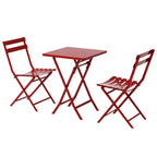 3 Piece Patio Bistro Set of Foldable Square Table and Chairs - 28.35 H x 21.65 W x 21.65 L