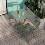 3 Piece Patio Bistro Set of Foldable Square Table and Chairs - 28.35 H x 21.65 W x 21.65 L