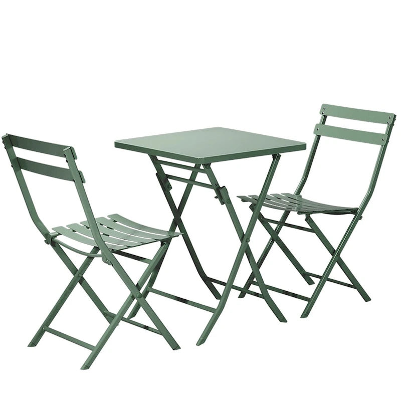 3 Piece Patio Bistro Set of Foldable Square Table and Chairs - 28.35 H x 21.65 W x 21.65 L