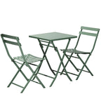 3 Piece Patio Bistro Set of Foldable Square Table and Chairs - 28.35 H x 21.65 W x 21.65 L