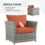 HOOOWOOO 10-piece Wicker Rattan Patio Furniture Sectional Set with Fire Pit