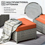 HOOOWOOO 10-piece Wicker Rattan Patio Furniture Sectional Set with Fire Pit