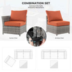 HOOOWOOO 10-piece Wicker Rattan Patio Furniture Sectional Set with Fire Pit