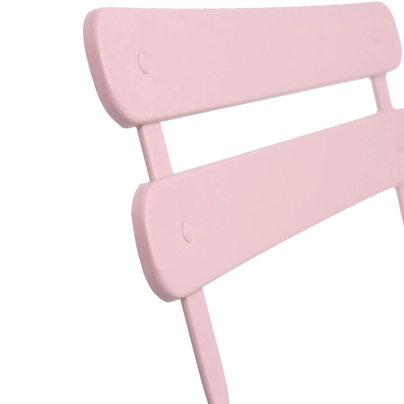 3 pieces Patio Bistro Balcony Metail Chair Table Set-Pink