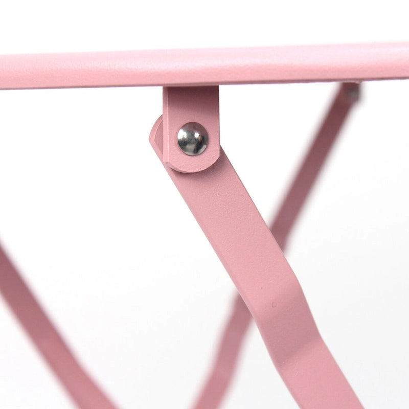 3 pieces Patio Bistro Balcony Metail Chair Table Set-Pink