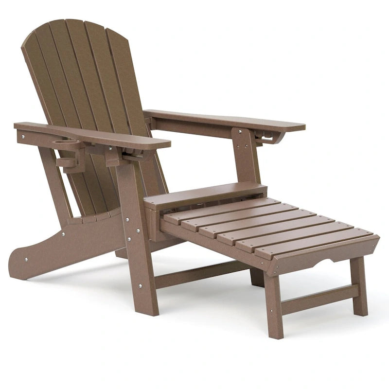 Outdoor Adirondack Chair Weather Resistant with Cup Holder/Ottoman