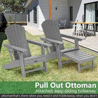Outdoor Adirondack Chair Weather Resistant with Cup Holder/Ottoman