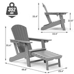Outdoor Adirondack Chair Weather Resistant with Cup Holder/Ottoman