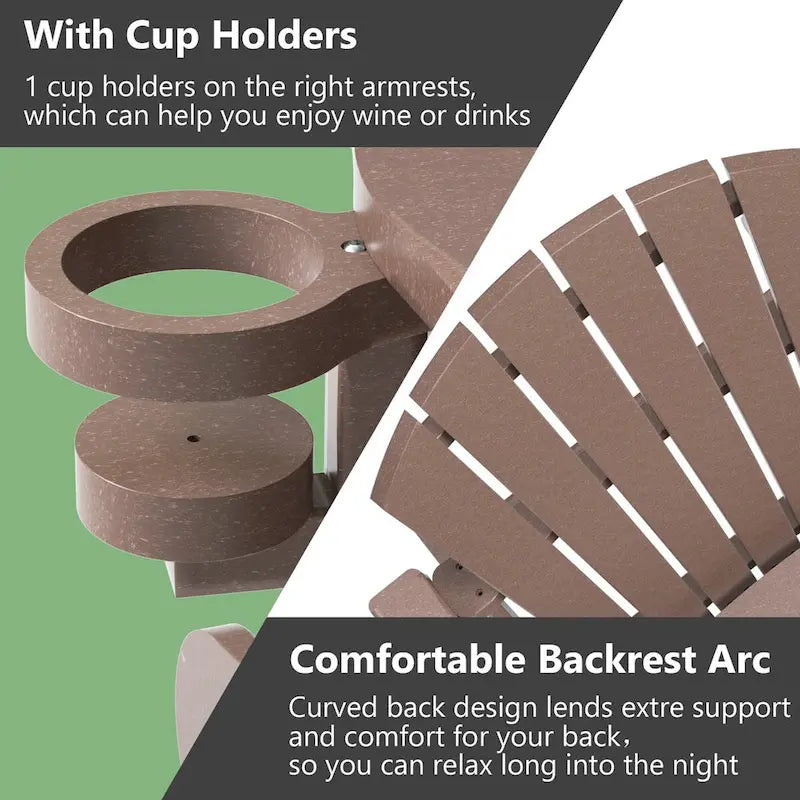 Outdoor Adirondack Chair Weather Resistant with Cup Holder/Ottoman