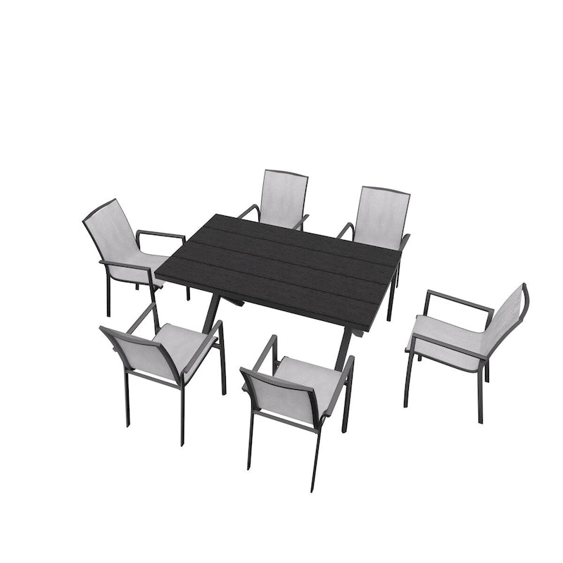 7 Piece Outdoor Patio Aluminum Dining Set