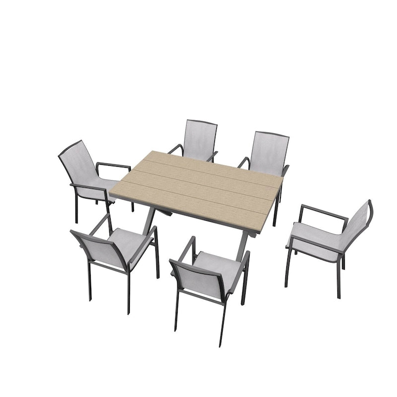 7 Piece Outdoor Patio Aluminum Dining Set