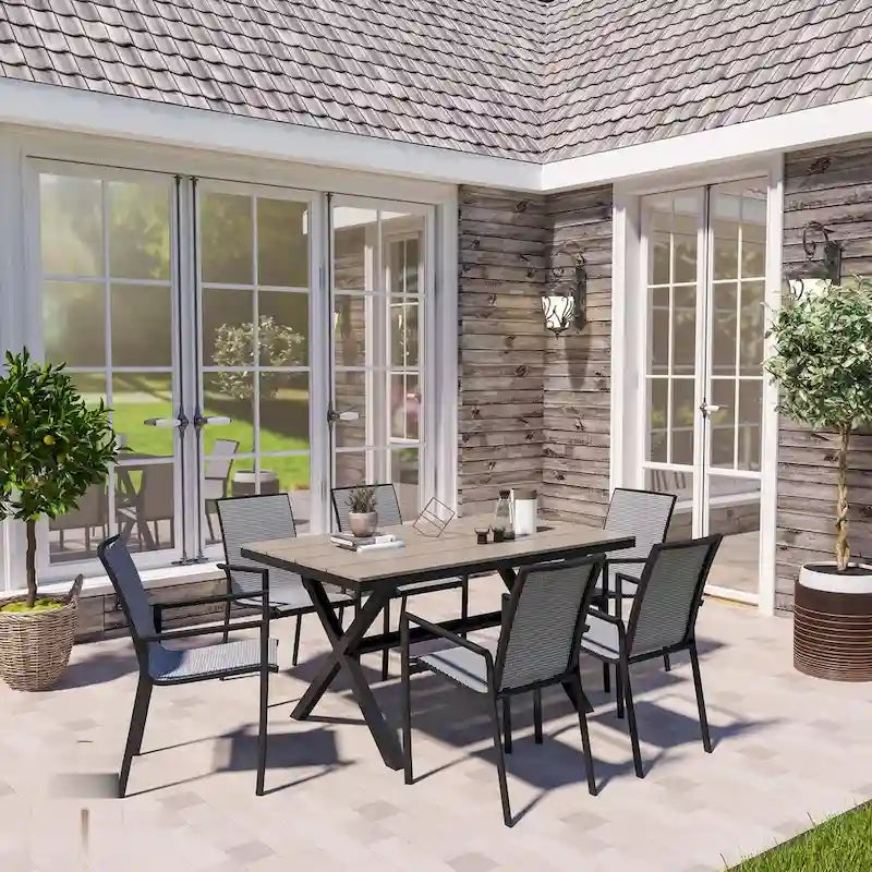 7 Piece Outdoor Patio Aluminum Dining Set