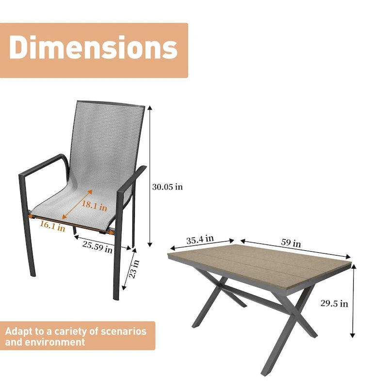 7 Piece Outdoor Patio Aluminum Dining Set