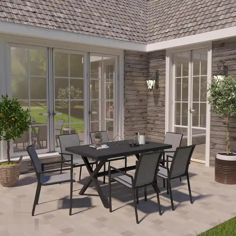 7 Piece Outdoor Patio Aluminum Dining Set