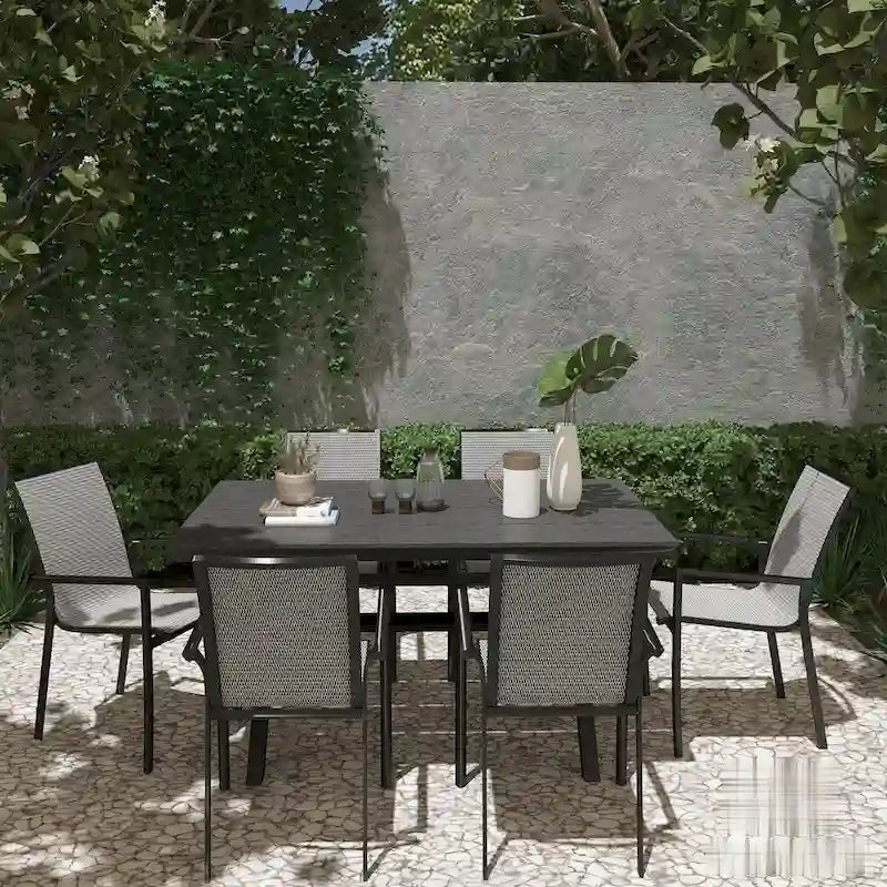 7 Piece Outdoor Patio Aluminum Dining Set