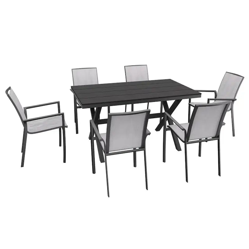 7 Piece Outdoor Patio Aluminum Dining Set