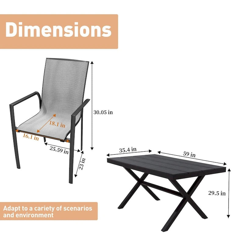 7 Piece Outdoor Patio Aluminum Dining Set