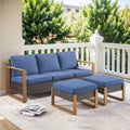 3 Pieces Patio Furniture Set Sectional Conversation Set - Brown
