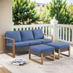 3 Pieces Patio Furniture Set Sectional Conversation Set - Brown