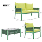 4-Piece Rope Outdoor Patio Furniture Set, Patio Conversation Set - 1Loveseat&1Table&2Chairs
