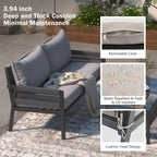4-Piece Rope Outdoor Patio Furniture Set, Patio Conversation Set - 1Loveseat&1Table&2Chairs