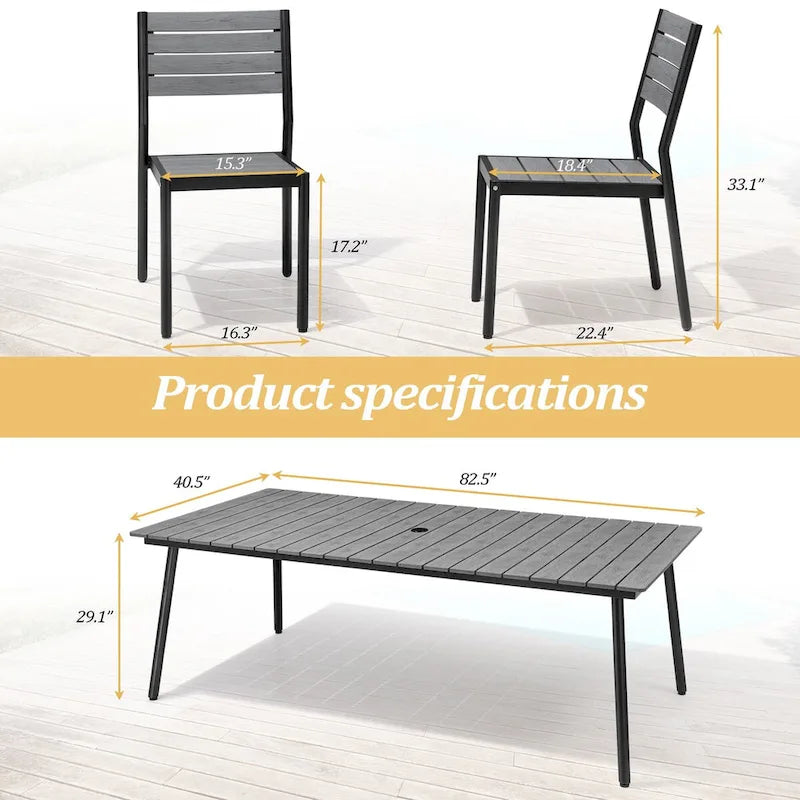 VredHom 7-Pieces Outdoor Aluminum Patio Dining Set with Stackable Chairs