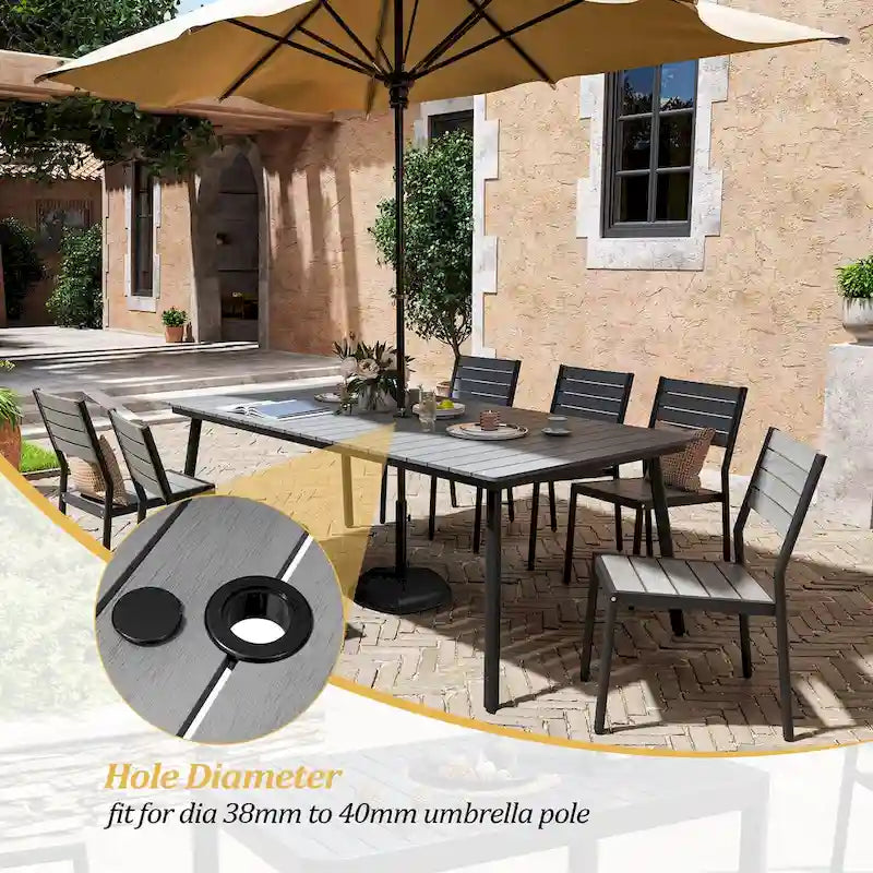 VredHom 7-Pieces Outdoor Aluminum Patio Dining Set with Stackable Chairs