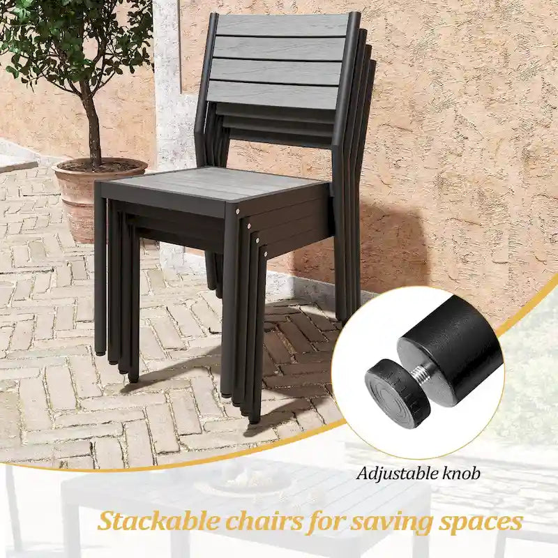 VredHom 7-Pieces Outdoor Aluminum Patio Dining Set with Stackable Chairs