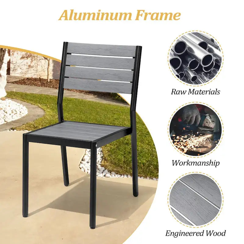 VredHom 7-Pieces Outdoor Aluminum Patio Dining Set with Stackable Chairs