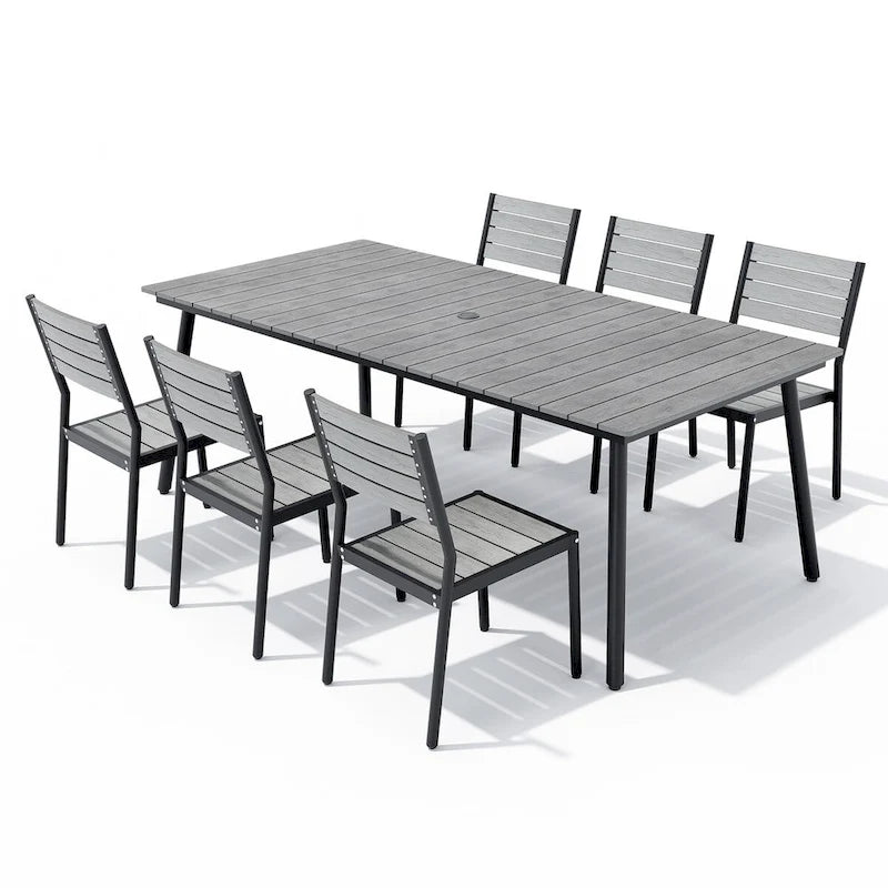 VredHom 7-Pieces Outdoor Aluminum Patio Dining Set with Stackable Chairs
