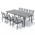 VredHom 7-Pieces Outdoor Aluminum Patio Dining Set with Stackable Chairs