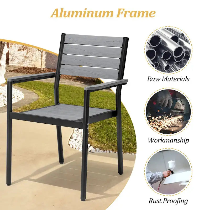 VredHom 7-Pieces Outdoor Aluminum Patio Dining Set with Stackable Chairs