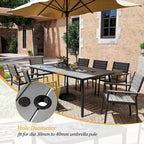 VredHom 7-Pieces Outdoor Aluminum Patio Dining Set with Stackable Chairs