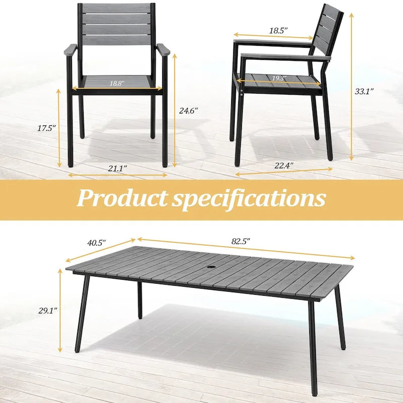 VredHom 7-Pieces Outdoor Aluminum Patio Dining Set with Stackable Chairs